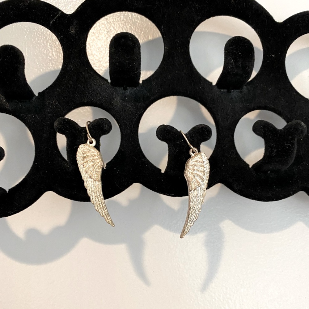 Silver Angel Wing Dangle Earrings